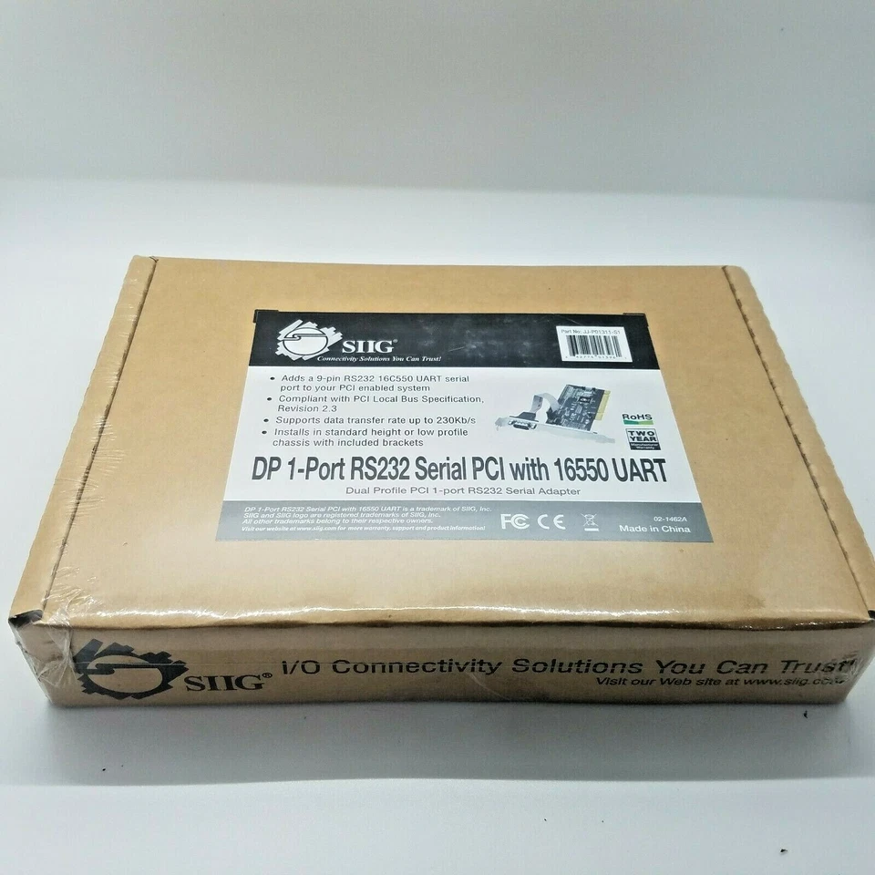 SIIG DP 1-Port RS232 Serial PCI w/ 16550 UART Dual Profile Serial Adapter 9-pin - Image 2 of 4