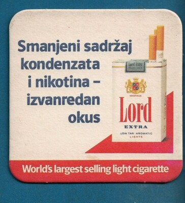 cigarette in croatia Vintage Croatia Beer Mat Advertising larg selling light Cigarettes LORD  Extra