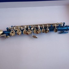 Professional Piccolo Instrument Blue Rubber Silver Plated C-Key Piccolo