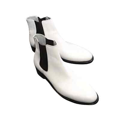Handmade Leather Boots Chelsea Ankle Men Men's Shoes High White Dress Mens