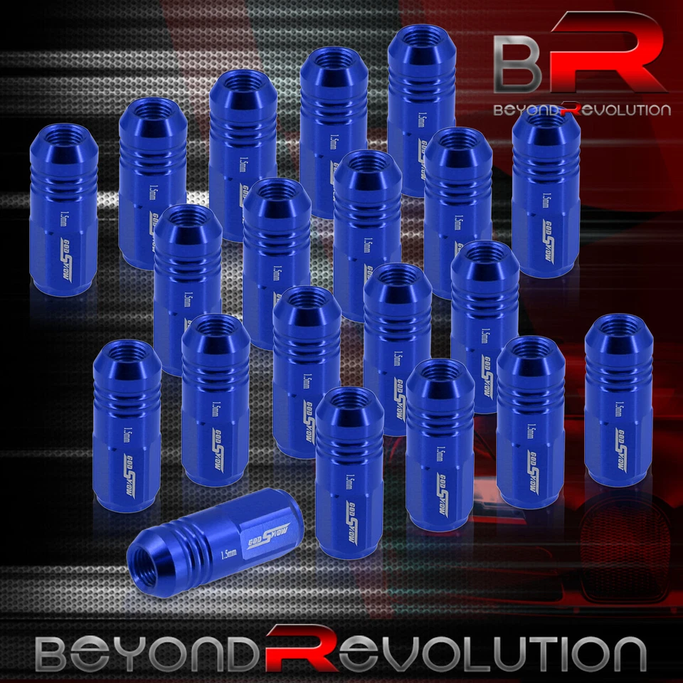 M12X1.5mm Wheels Rims Ribbed Security Locking 20 Pieces Lug Nuts Set JDM Blue - Image 3 of 3