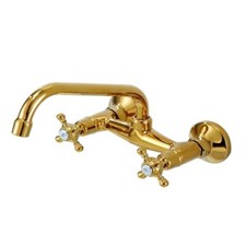 For Wall entry golden kitchen faucets double use double open basin faucets.