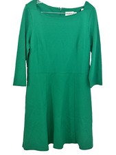 Eliza J Forest Green Crewneck Three-Quarter Sleeve Fit & Flare Dress Sz 14 $138