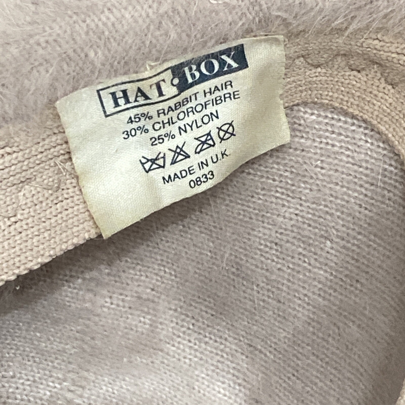 Vintage "Hat Box" Mushroom Angora Hat, with Feather Trim, Small/Medium Size 8