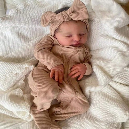 19" Realistic Baby Girl Doll,Silicone Vinyl, Rooted Hair,Soft Newborn Toy for 3+