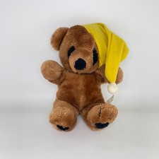 Vintage  Brown Teddy Bear with Sleeping Cap - 1985 Made In Korea