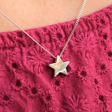 925 Silver Plain Wish Star Necklace 18K Rose Gold Vermeil Plated make a wish 