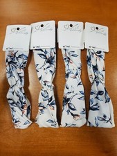 4 Pack: Scunci Ali Fedotowsky White Floral Fabric Knotted Headband 7179 -R9P4b