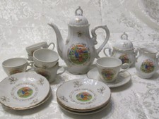 15 piece Japanese Tea Set - Demitasse size - Painted Japanese Scene 