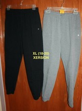 LOT OF 2 XERSION Boys' 14-16 Jogger SWEATPANTS black gray w/ pockets EUC
