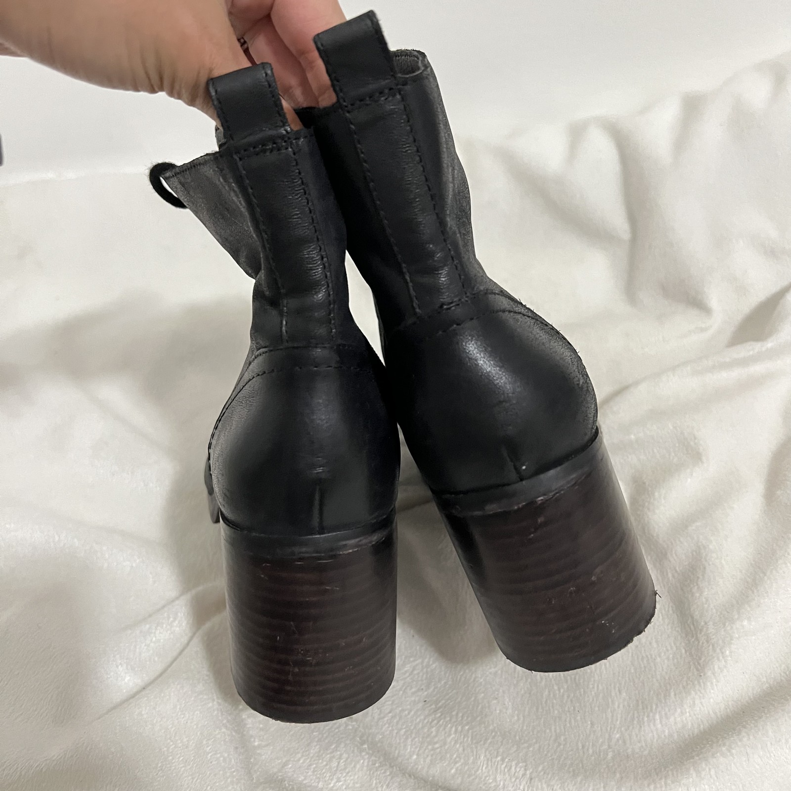 Sole Society Boots Womens Size 8.5 Leather Lace Up Block Heel Ankle Booties