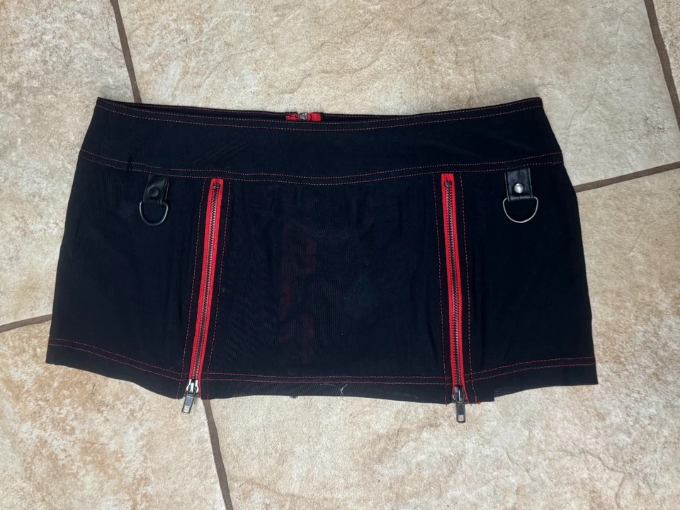 罕见 Lip Service VICE 迷你裙红色拉链网状哥特朋克复古 — 第 4/4 张图片