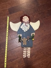 Primitive Christmas Angel Wood Wall Hanging 22  And Made 1980s