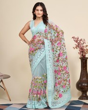SARI INDIAN PAKISTANI WEDDING SAREE BLOUSE NEW DESIGNER BOLLYWOOD PARTY WEAR