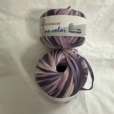 Vintage Austermann CIAO Color Ribbon Yarn Purple&Pink Cotton Blend 2 Cakes