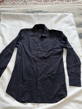 PRADA Men’s Dress Shirt Navy Blue Size 38 IT Made in Italy Button Front