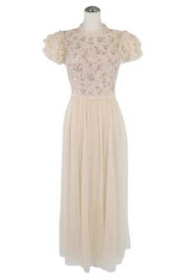 Needle & Thread Damen Kleid Gr. 36 (UK 10) Creme A-Linie Cocktailkleid Dress
