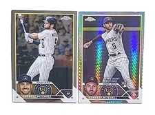2023 Topps Chrome (×2) Prism Refractor/Base Garrett Mitchell RC'S (BREWERS) !!