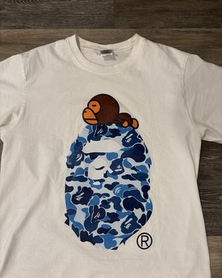 Bathing ape baby Milo tシャツ　ブルー　迷彩 A Bathing Ape Baby Milo Camouflage Graphic White Blue Men's T