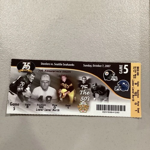 2007 Oct 7 Pittsburgh Steelers Seattle Seahawks Ticket Heath Miller TD Davenport
