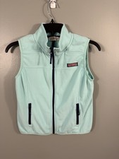 Vineyard Vines Girls Aqua Blue Performance Fleece Vest Full Zip Size M 10-12
