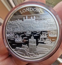 2022 Royal Mint 2oz 999 Fine Silver City Views Over London Proof Coin With...