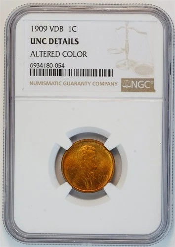 1909 VDB Lincoln Wheat Small Cent UNC DETAILS NGC 1C
