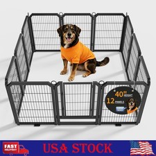 Dog Playpen Indoor 40" 12 Panels Pet Pen W/Door Portable Exercise Puppy Playpens