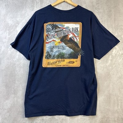 Gildan T Shirt Herren XL Blau Grafik Print Stone Mountain USA Eagle Georgia
