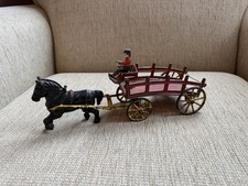 Rare Wilkins Cast Iron Horse Drawn Farm Dray Cart Wagon