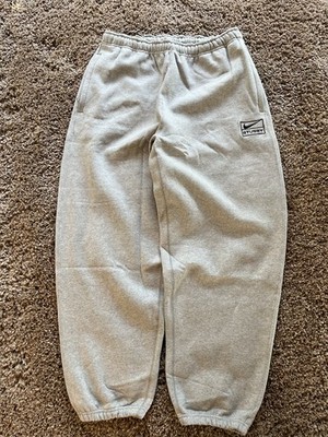 Nike Stussy Gray Fleece Sweatpants Men's L Zip Pocket Elastic