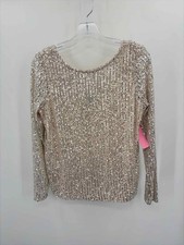 Pre-Owned Halogen Silver Size Small Sequin Long Sleeve Blouse