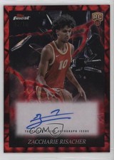 2024 Topps Finest Red & Black Vapor Refractor 2/10 Zaccharie Risacher Auto 1fl4