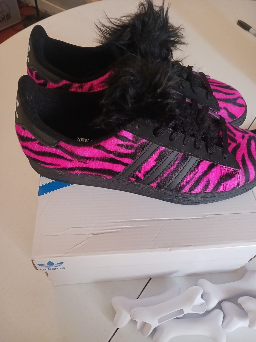 Size 9.5 - Jeremy Scott x adidas Campus 80s Bones - Pink Zebra