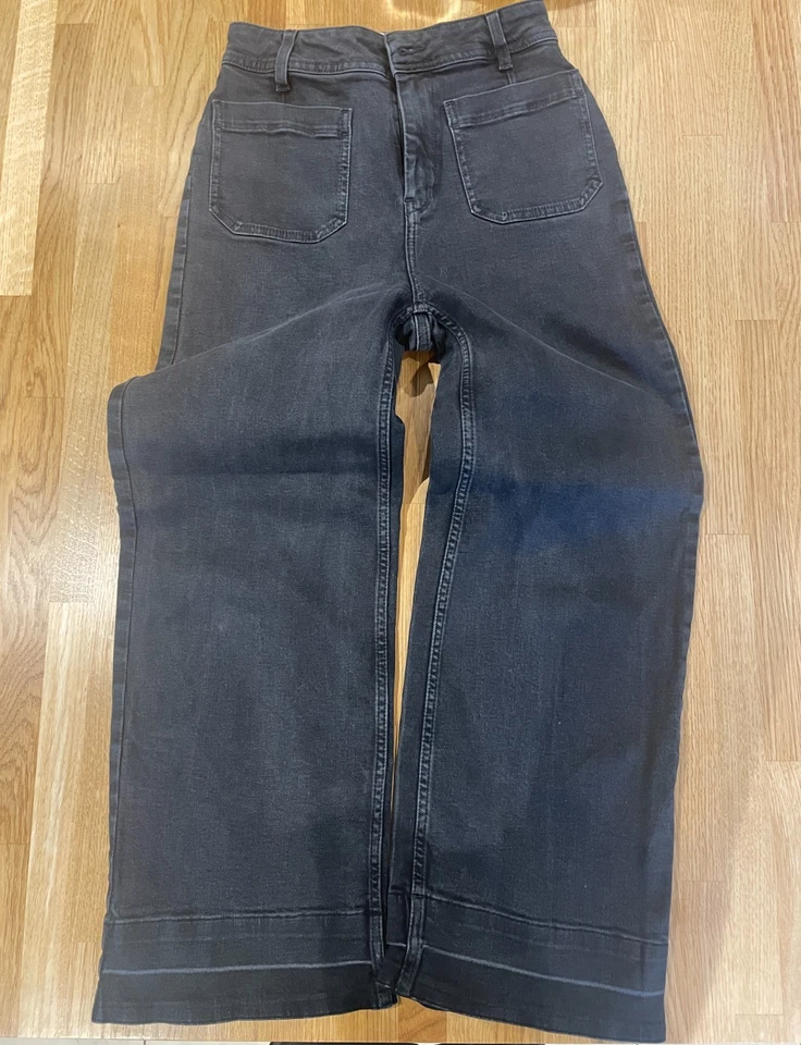 Fat Face - Keswick Wide Leg Crop Jeans Black Size 8 Regular Stretch Denim - Image 3 of 4