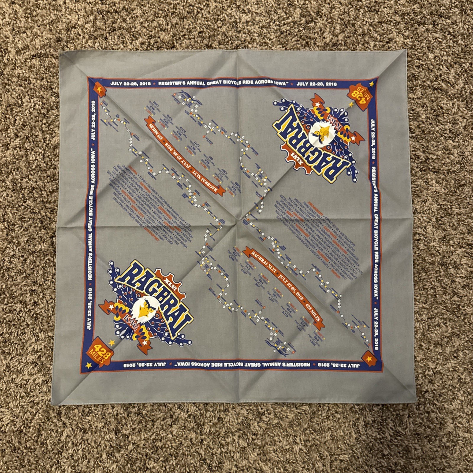 NEW - Ragbrai Bandana Iowa 2018 Ragbrai bike ride Iowa Regis