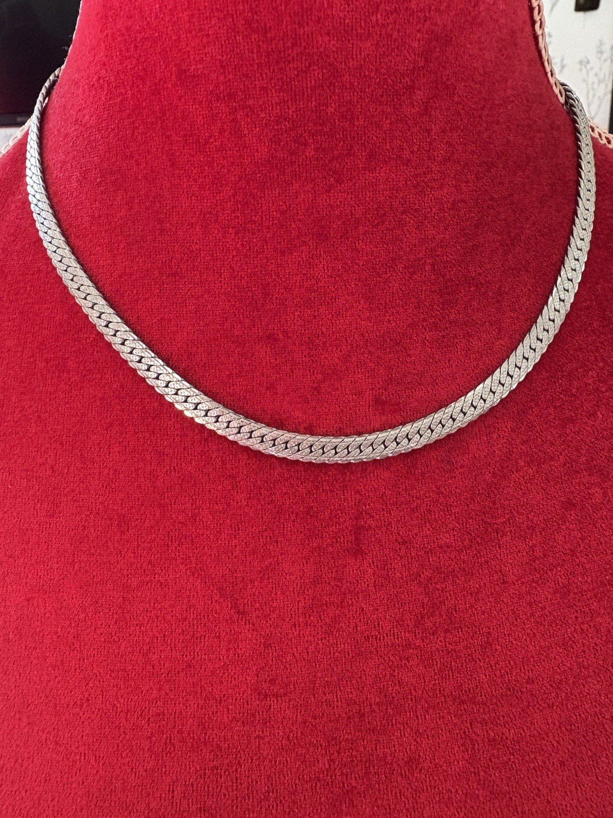 Sterling Silver Etched Pattern Flat Snake Chain N… - image 2