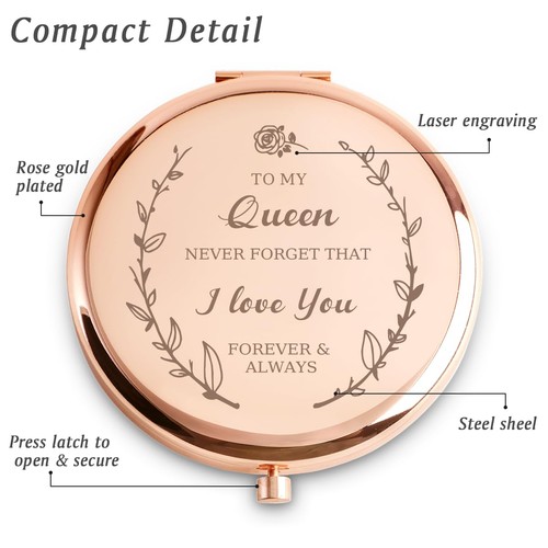 Gifts for , Personalized Gifts for Wife Mom, Custom Engraved Compact Mirror f... - Afbeelding 3 van 5