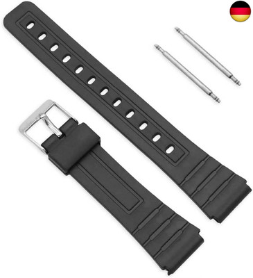 Uhrenband Kompatibel mit Casio F91W F-91W Schwarz Harz Metallschnalle mit 2 Pins