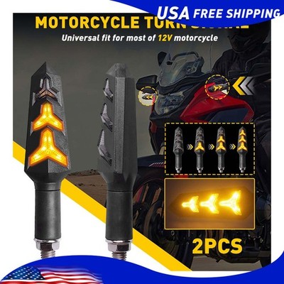 Fits Ninja Kawasaki 250R 500R 650R Motorcycle LED Turn Signal Flowing Light US