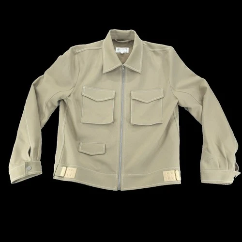 Maison Margiela Jacket Mens Large Khaki Zip Contrast Stitch Utility Made Italy - product listing photo