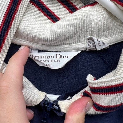 Christian Dior Monsieur Jacket Mens Medium Blue Velour Zip Up