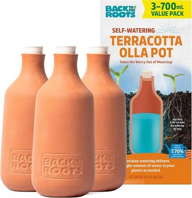 Back to the Roots Self-Watering Terracotta Olla Pot (Pack of 3), 3pk 
