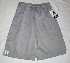 NEW Adidas Youth Boys Gray Mesh Long Basketball Athletic Shorts Small