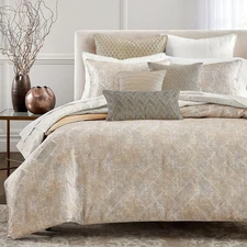 Hudson Park Collection Linear Sandstone King Duvet Cover Gold - NWT $485