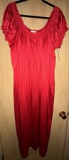 Vtg Miss Elaine Very Red Silky Nylon Tricot Short Sleeve Long Nightgown M NWT