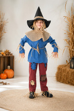Kids Scarecrow Costume Set Fancy Dress Outfit for Halloween Party School Play