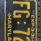 1967 MARYLAND LICENSE PLATE # FG 7237 Black Yellow Farm Fresh — photo 3