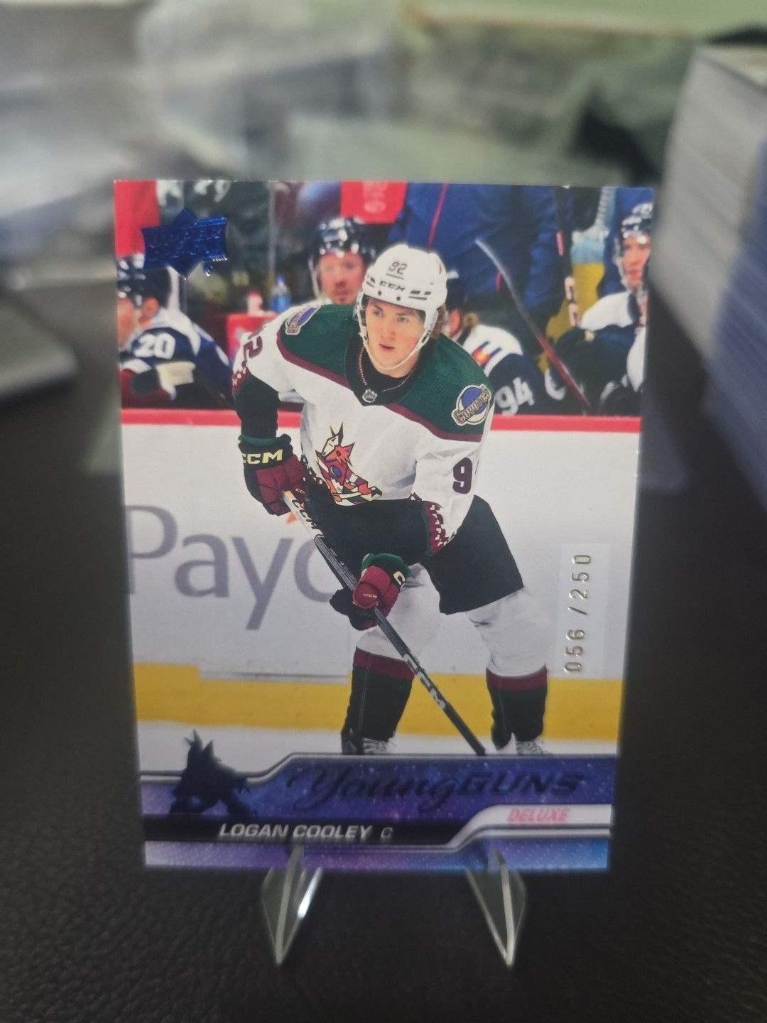 2023-24 Upper Deck Extended Series Logan Cooley #701 Young Guns Deluxe 056/250