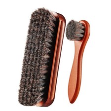 2 Pack Boot Cleaning Brush Wood Handle Leather Shoes Brush Horsehair Brush